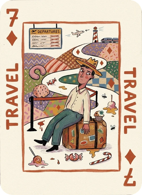 7 of diamonds, Travel
